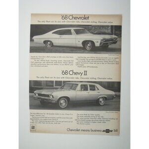 1968 Chevrolet Impala Chevy II Print Advertisement Car Auto